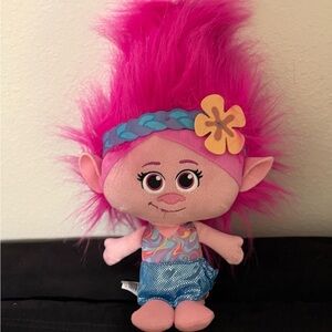 Vibrant Pink Troll Plush with Blue Shorts